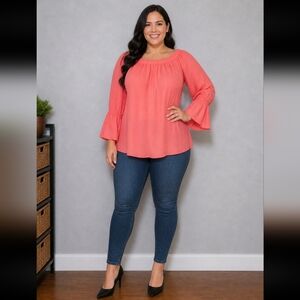 SANCTUARY XS bell sleeve flowy semi sheer top XS